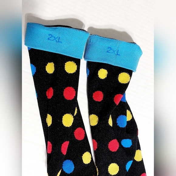 Tall Black multicolored Polka Dot Open Toe Compression Socks Unisex 2XL - Picture 3 of 4